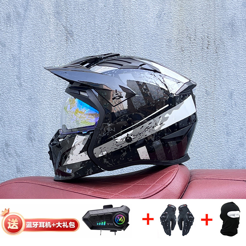 La motocicleta Orz Street Fighter se puede instalar con un casco Bluetooth para hombres y mujeres, un casco completo, una locomotora de cuatro estaciones, un casco combinado 3C extraíble retro