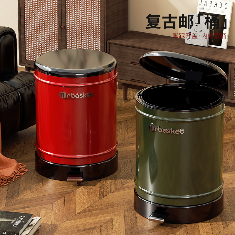 Wholesale Foot-Operated Mailbox Trash Can, Round Trash Bin with Lid for Living Room, Bedroom, Bathroom, Large Capacity Household Waste Bin