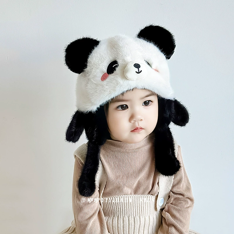Children's demi-season cartoon windproof keep warm velvet hat for men and women to go out, increased thickness