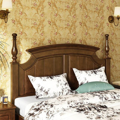 Rustic American solid wood bed, retro double bed 1.8 meters, modern minimalist wedding bed 1.5 meters, light luxury master bedroom furniture