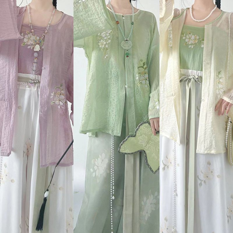 Original Song Dynasty Style 2026 New Model Hanfu for Women, Improved Lantern Pants, Song Pants, Round Neck Shirt, Embroidered, Breathable, Fresh, Everyday Summer Wear Original Song Dynasty Style 2026 New Model Hanfu for Women, Improved Lantern Pants, Song Pants, Round Neck Shirt, Embroidered, Breathable, Fresh, Everyday Summer Wear
