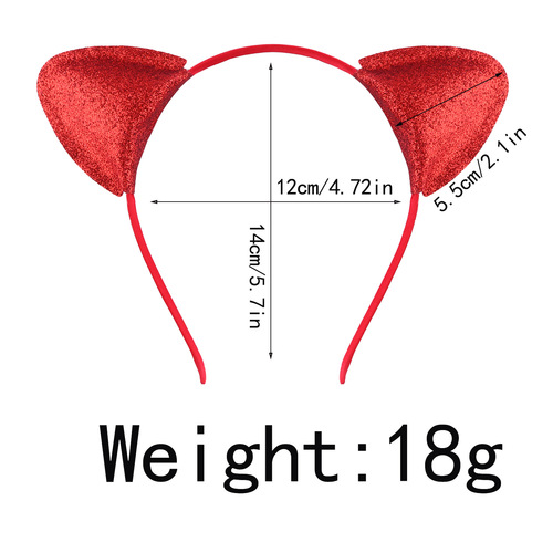 Women's Colorful Cat Ear Headband Children's Cartoon Small Fresh Animal Ear Hairpin Onion Powder Glitter Headband Accessories