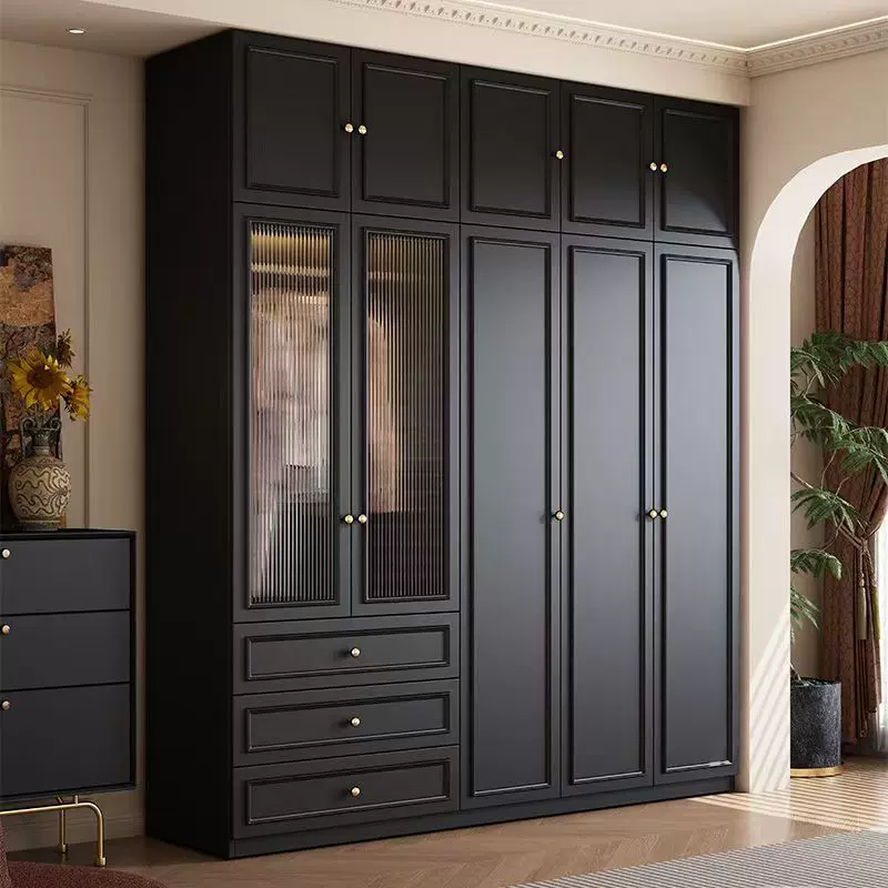 中古风衣柜黑色柜子衣柜家用卧室小户型现代简约边柜顶柜现货