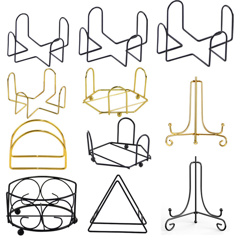 亚马逊跨境杯垫收纳架置物架 陶瓷杯垫6件套8件套黑色金色铁架子