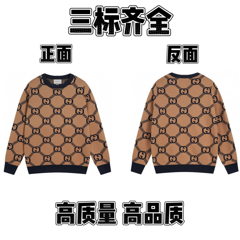 2025春秋新款潮牌字母满身logo圆领针织毛衣男女款宽松休闲上衣【|undefined