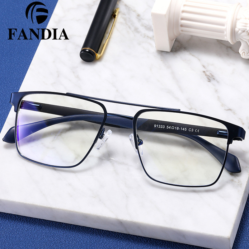 91333 personalidad delgada y ligera tendencia de gafas al por mayor anteojos de luz azul anteojos metálicos masculinos con gafas miopes image 1