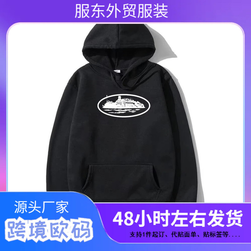 2025 New Autumn and Winter Men's and Women's Stamped Printed Hooded Heavy Plus Size Sweater Hoodie Popular Trend Men