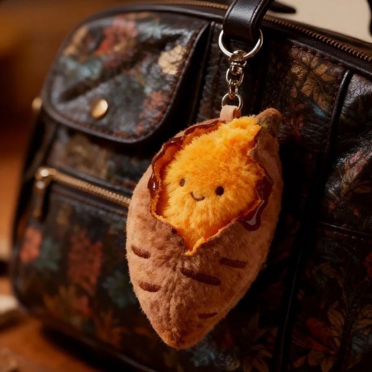 2025 New Cute Roasted Sweet Potato Stuffed Doll Keychain Bag Hanging Girly Heart Decoration for Friends Winter Gifts