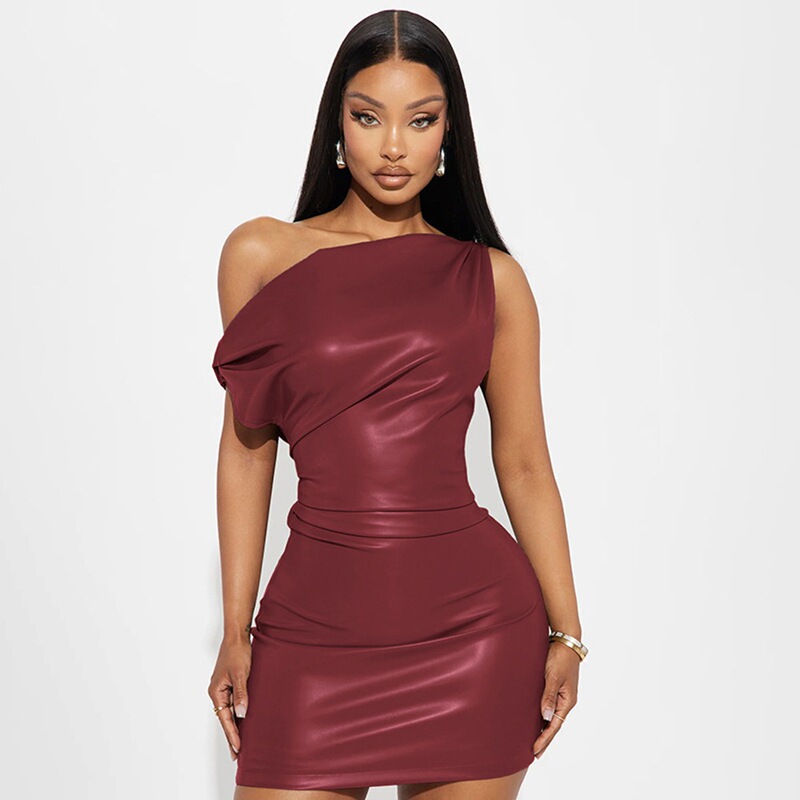 Asymmetrical Shoulder, Bodycon Dress, Cross-Border European and American Women's Clothing, 2026 New Sexy Nightclub Mini Dress, Trendy Foreign Trade