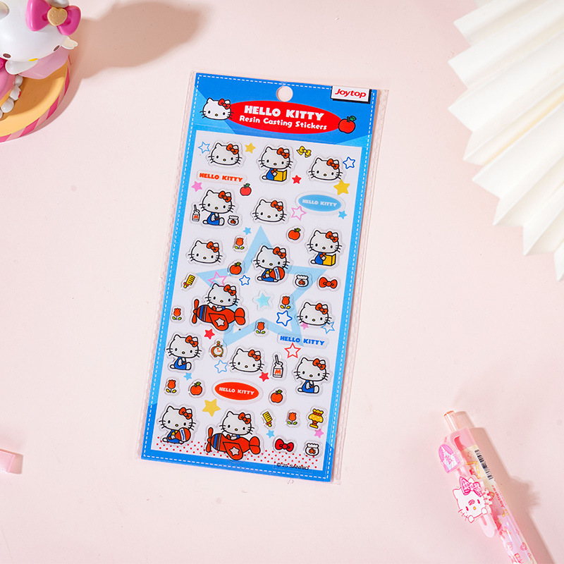 正版kt贴纸卡通可爱滴胶贴纸儿童凯蒂猫Hello Kitty透明浮雕贴画|undefined