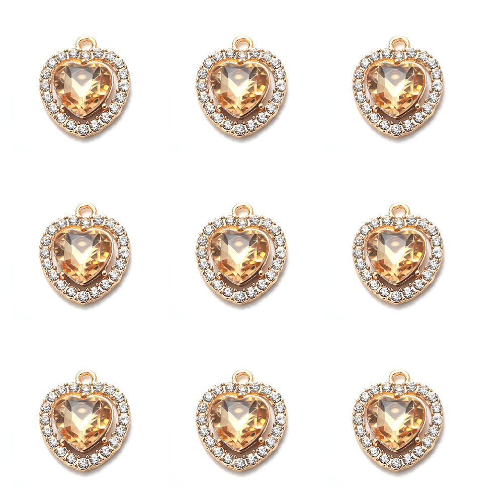 10 PCS/Package Alloy Rhinestones Heart Shape Pendant display picture 8