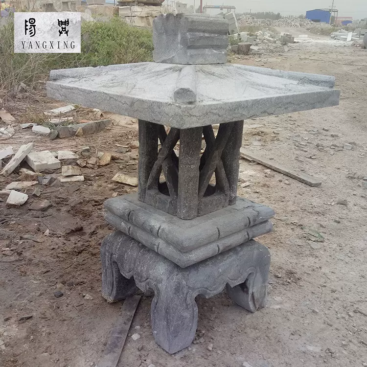 加工定制石雕青石仿古做旧石灯广场草坪日式石灯雕刻石头石灯摆件