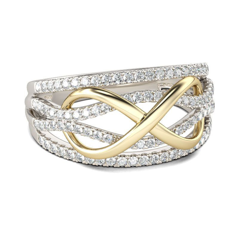 Stapelbare Herrenringe, grenzüberschreitend, aus umweltfreundlichem Material, zweifarbig, exquisites Linien-Wickeldesign, 8-förmiger Zeigefingerring, Internet_voghion.com