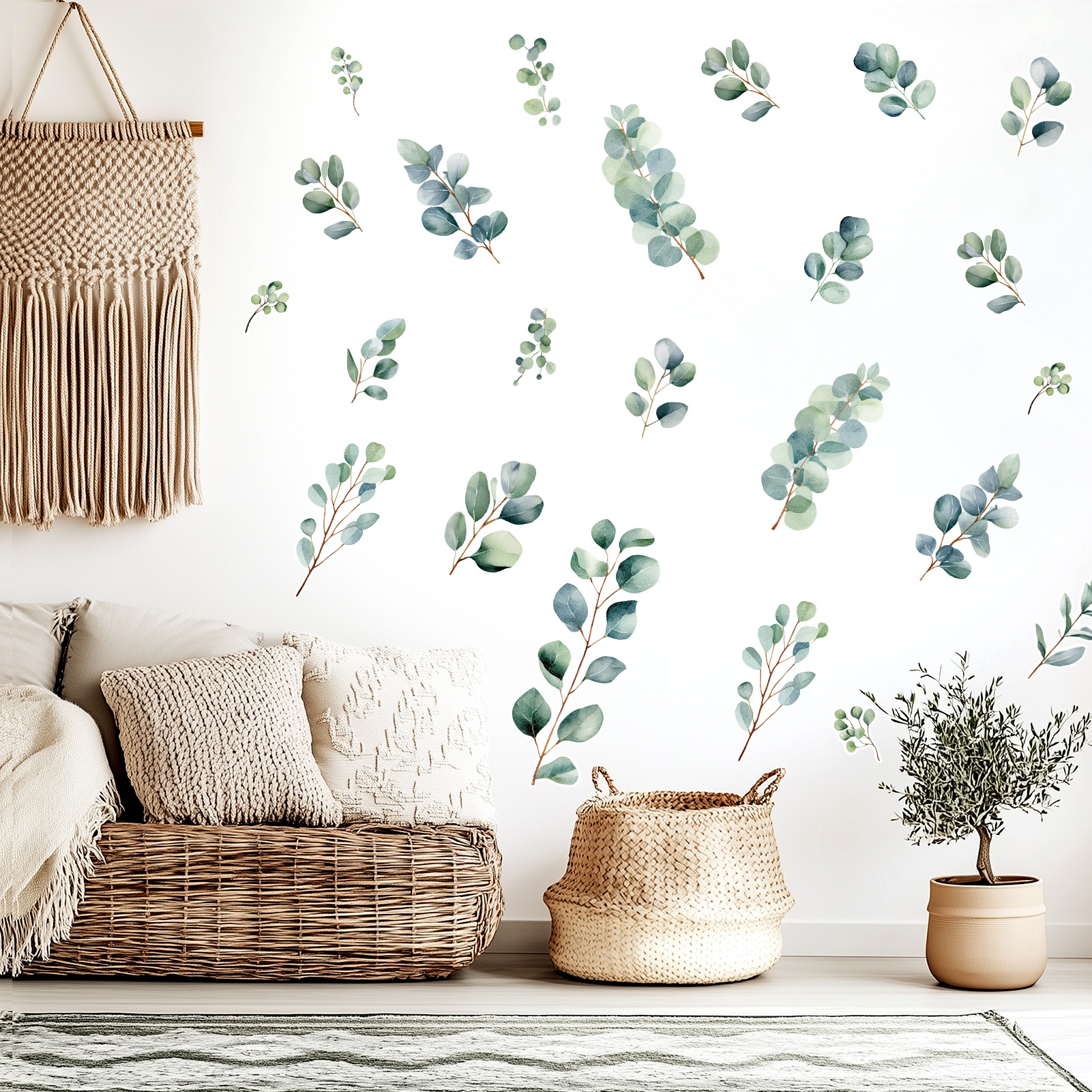 Eukalyptus Pflanze Badezimmer Fliesen Hintergrund Aufkleber Blatt wasserdichte Wandkunst selbstklebend_voghion.com