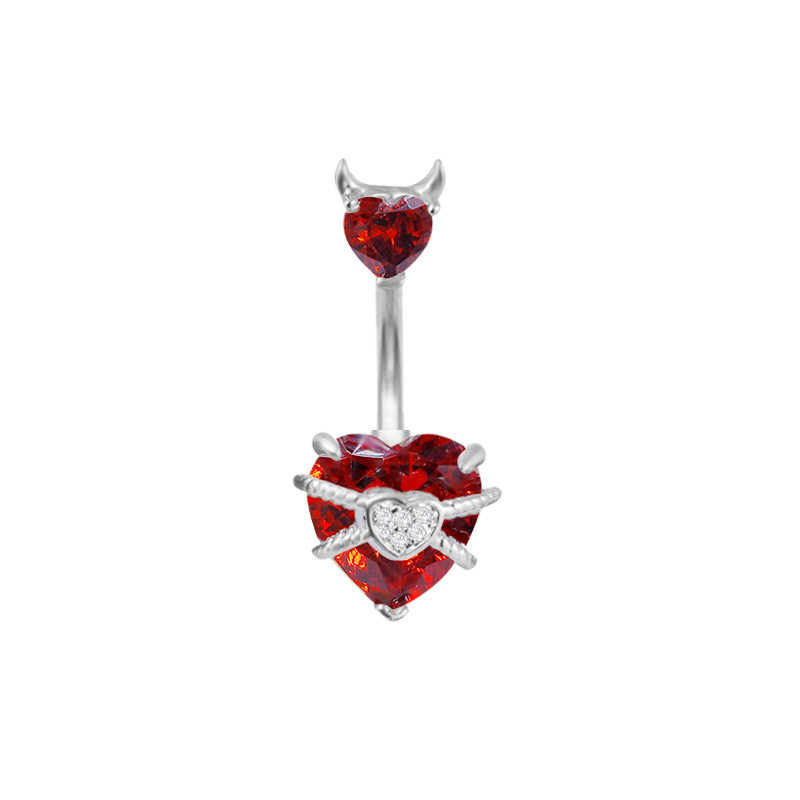 Colorful Heart Shaped Belly Button Ring Piercing For Women_voghion.com