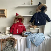 Новая зимняя корейская детская одежда Корейская версия большого мехового воротника милая волшебная заостренная шляпа пуховик детское пальто прилив тепло