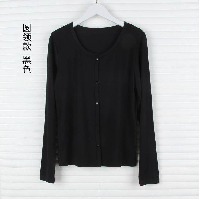 Lanjing modal soft skin-friendly sun protection slimming versatile round neck long sleeve buckle cardigan thin women's coat top