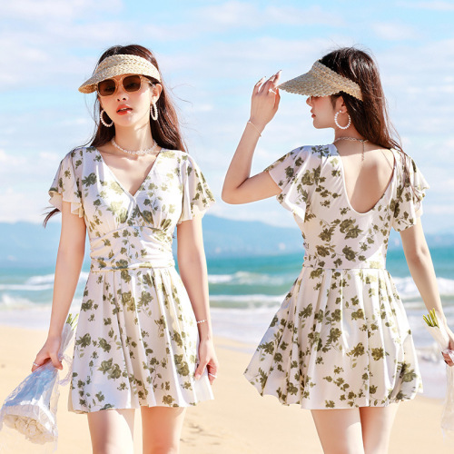 Ladies' New Summer One-piece Swimsuit, Covering Stomach, Slimming, Elegant, Hot Spring & Swimming, Wholesale