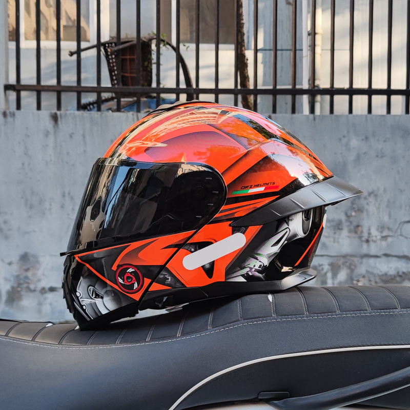 Casco de Motocicleta Orz con Certificación DOT para Hombre y Mujer, Casco Abierto con Visera Doble, Spoiler de Invierno, Cobertura Media, Azul para Todas las Estaciones.