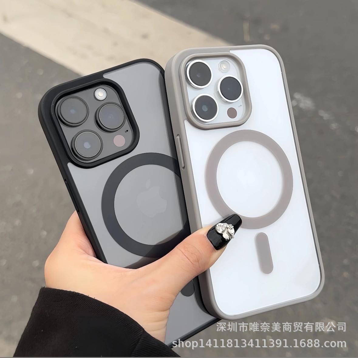 适用苹果16E磁吸手机壳iPhone17透明亚克力硬壳软边13网红新款