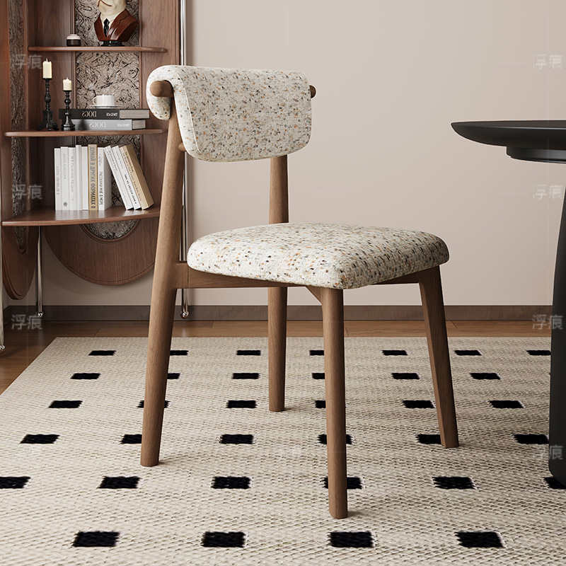 Silla de comedor de madera maciza, cuero de microfibra, restaurante doméstico, silla trasera de tela de algodón y lino, mesa y silla de comedor de hotel, taburete, silla duradera