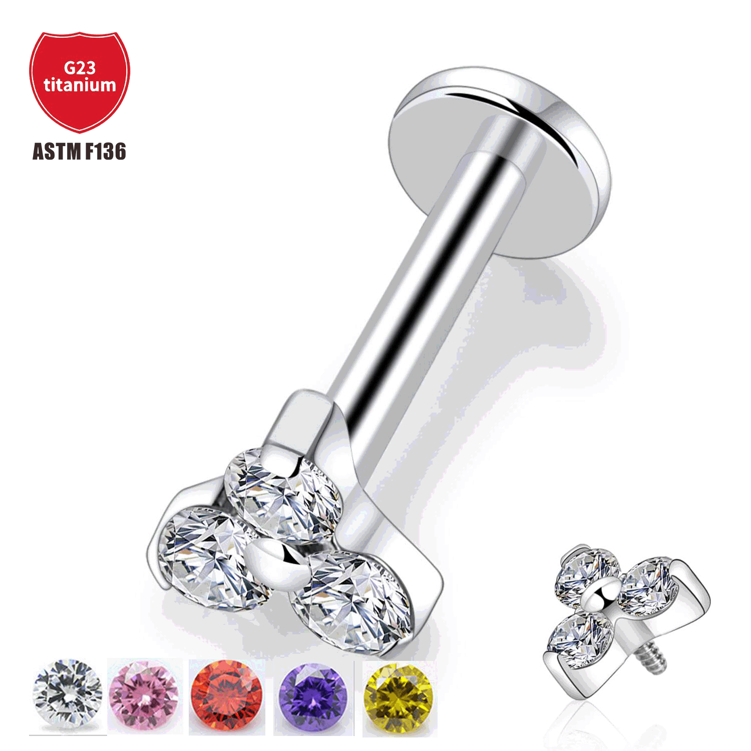 Pointed titanium steel lip stud product view