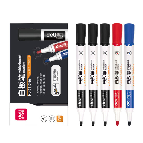 Deli stationery S536 whiteboard pen erasable teacher alcohol black blue red blackboard pen office supplies easy to erase