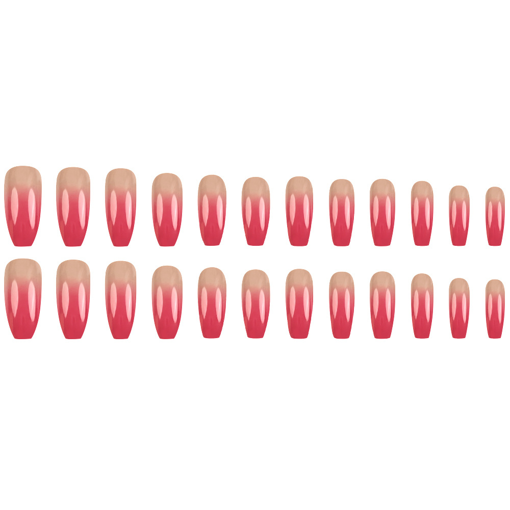 Ventas transfronterizas en caliente de color rosa marrón gradiente de manicure, suave, dulce y fresco viento para usar uñas largas, 24 piezas de parche de uñas terminadas.