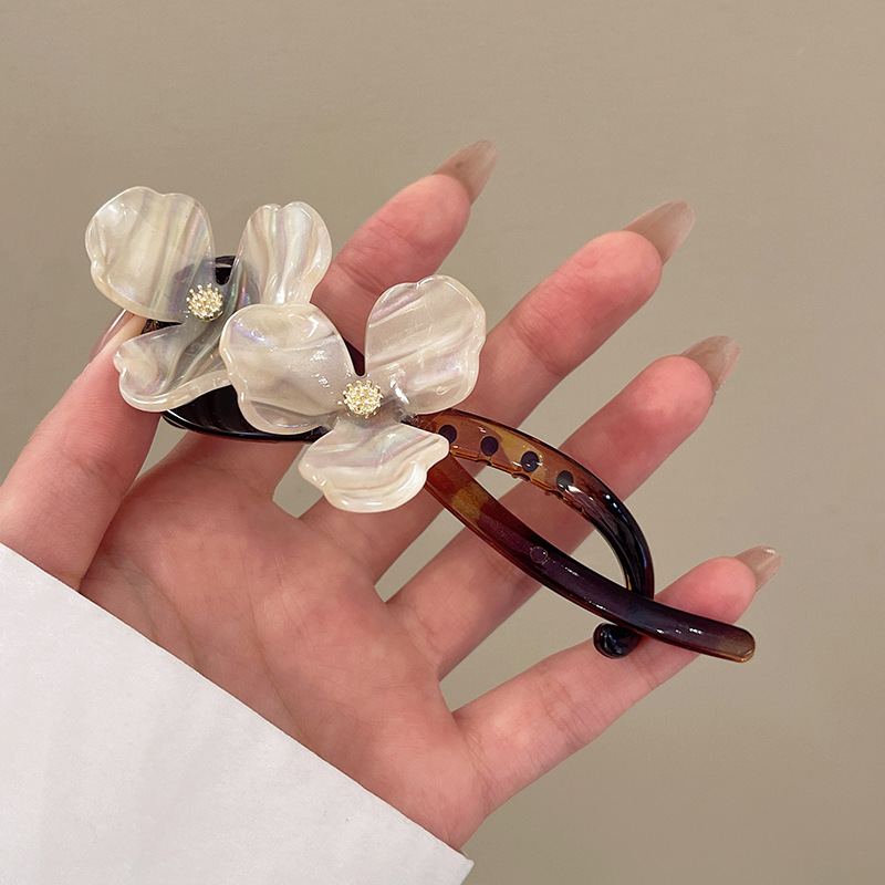 後頭部の髪型を整える高級フラワーツイストクリップとヘアクリップの代替品、ワンラインクリップ、ヘアアクセサリー、ハーフタイヘアクリップ|undefined