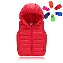 轻薄款儿童羽绒棉马甲宝宝小孩马夹女童男童连帽外穿坎肩一件代发