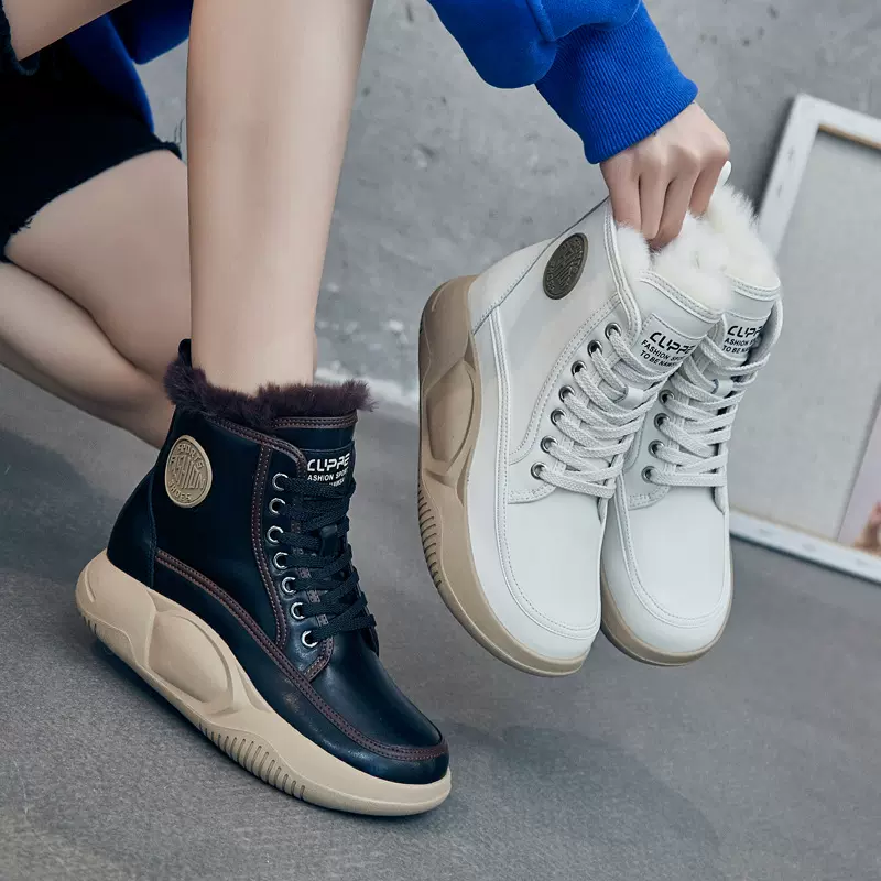 雪地靴女2025年冬靴子欧美风保暖棉鞋兔毛口加绒厚底女靴中筒靴潮