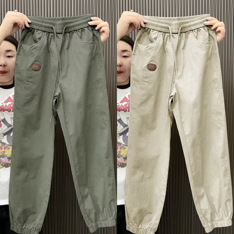 Clearance Sale of Foreign Brand Cheap Thin Summer Ice Silk Harem Pants for Men, Stylish Loose Cropped Jogger Casual Pants