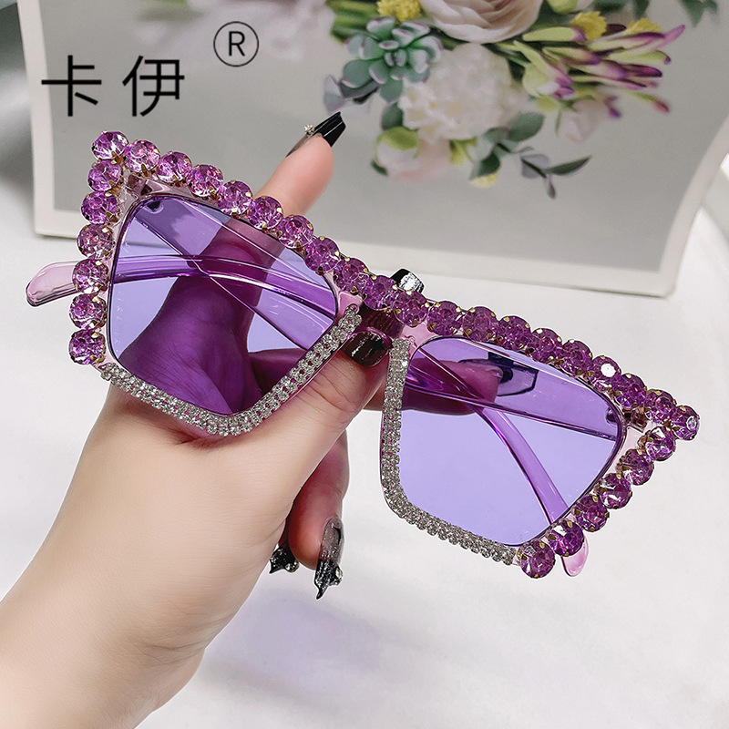 鑲鑽太陽鏡歐美派對時尚華麗走秀裝飾女士眼鏡跨境供貨街拍太陽鏡