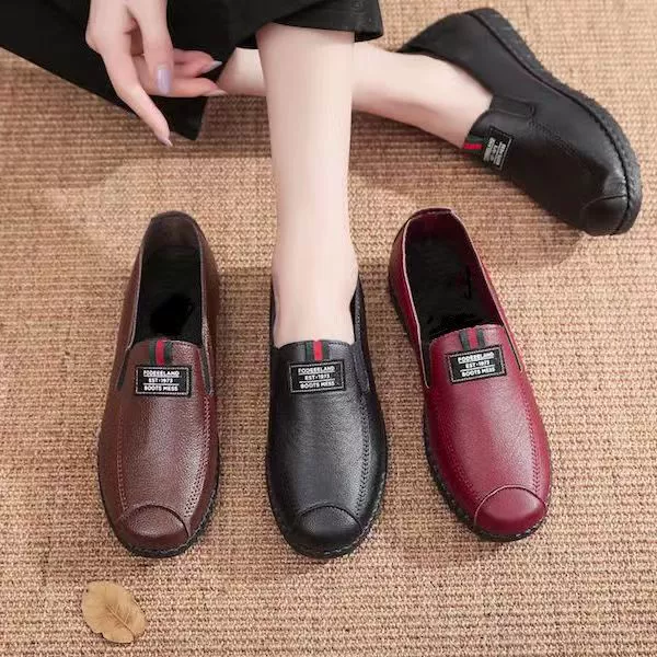 Мягкая кожа Мягкая подошва обувь мамы плоская подошва износостойкая водонепроницаемая обувь с бантом