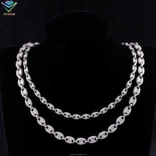 Cross-border Explosions S925 Silver Inlaid Mosan Diamond 6mm8mm Hip-hop Fashion All-match Men's and Women's Pig Nose Necklace