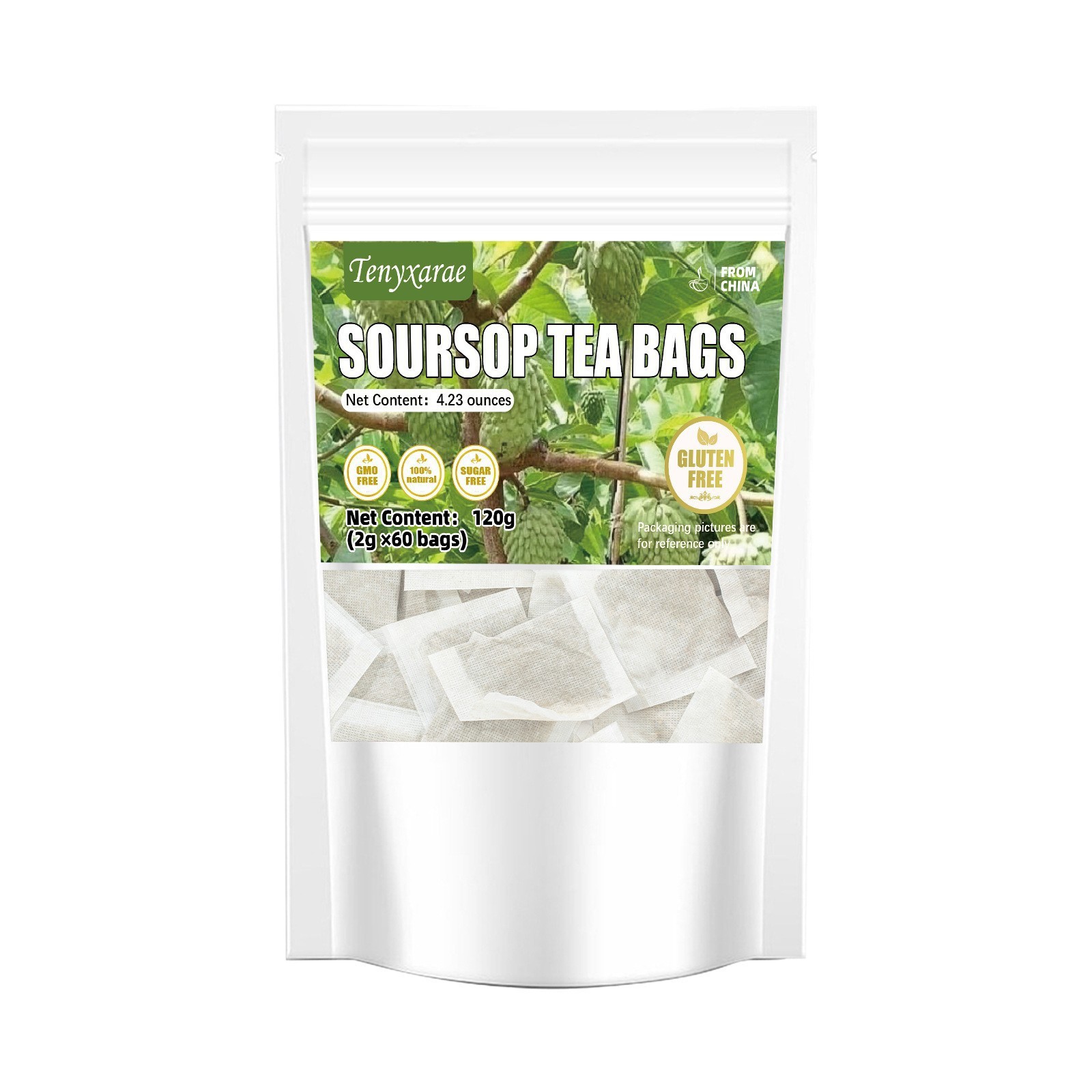 Soursop Graviola Leaf Tea Bags 2g x 60 Bags Caffeine Free Herbal Infusion for Daily Wellness overview
