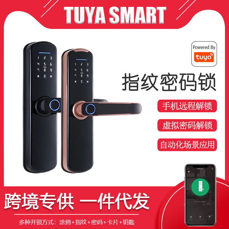 外貿出口圖雅wifi智能鎖全屋智能塗鴉室內門指紋鎖執手密碼鎖