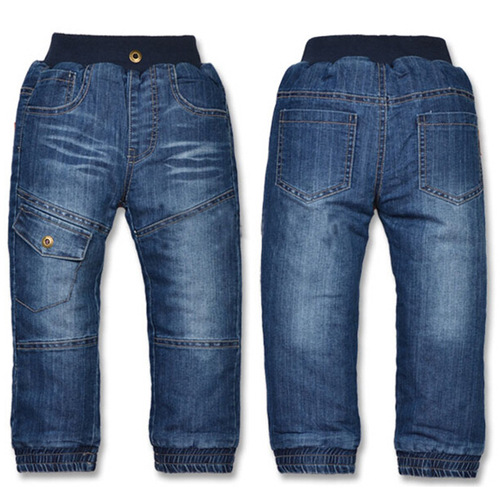 Children's autumn and winter jeans for small and medium-sized children's thick cashmere, boy's cashmere straight pants, baby's warm pants