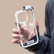 适用iphone17Promax手机壳苹果16简约波点15立体趴趴猫透明防摔14