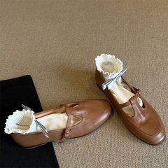 小さい革靴の女性のメアリー珍の新型の平の靴の楽福の靴は英倫の風の丁の字を掛けて2025年にベストを着ます。