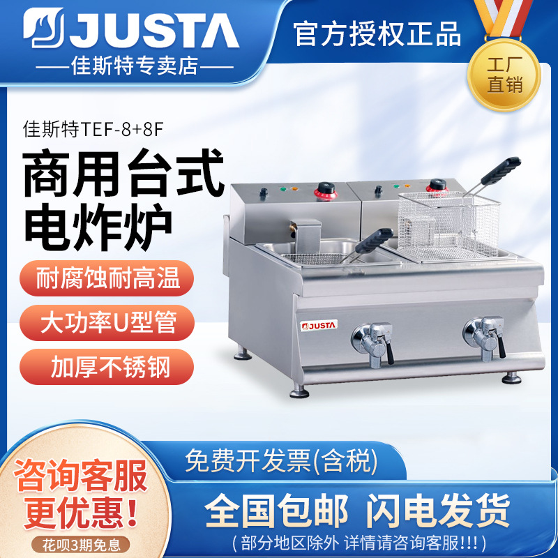 佳斯特TEF-8+8双缸双筛台式商用电炸锅电炸炉油电炸机炸薯条鸡排
