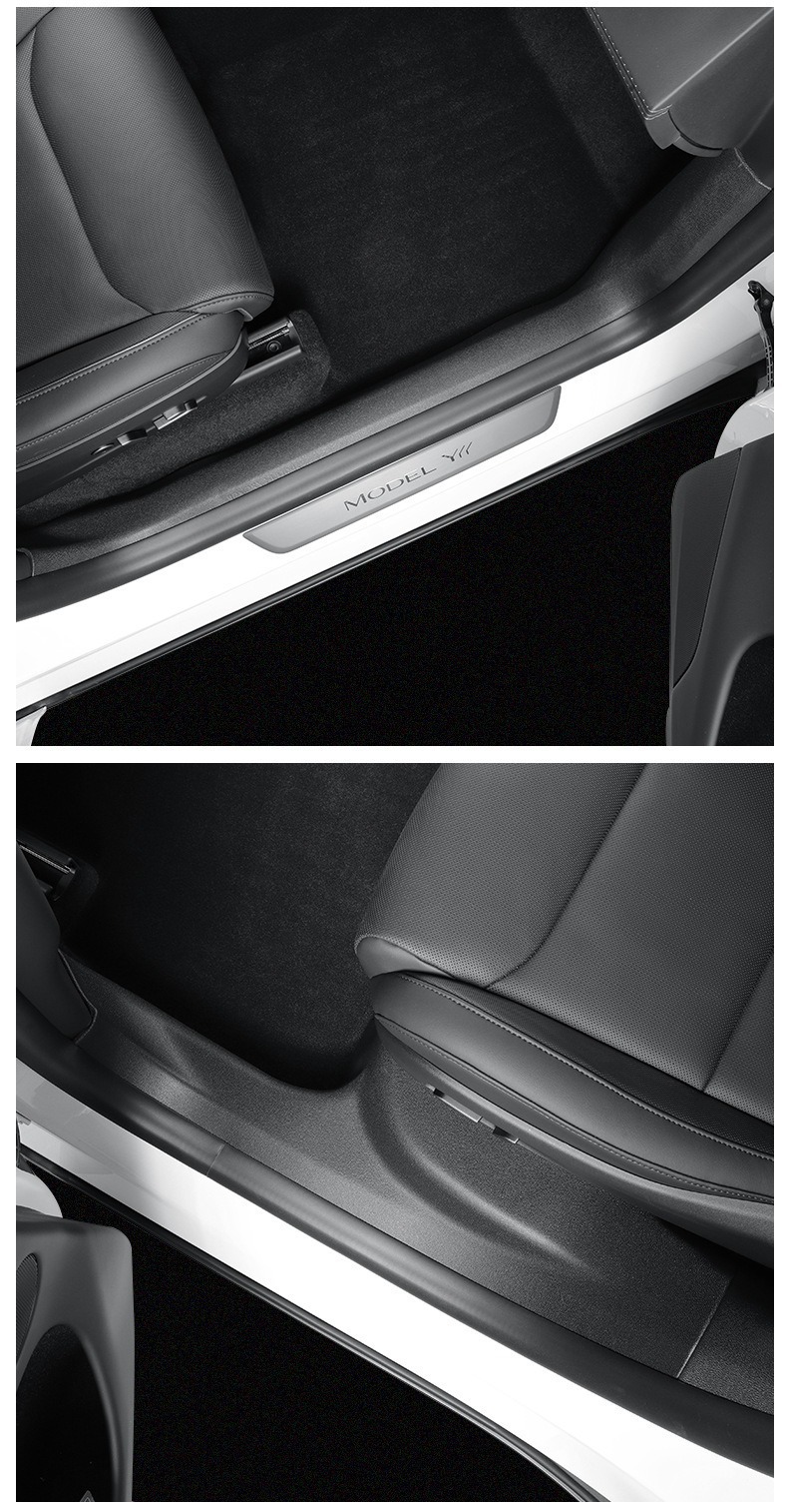 Suitable for Tesla Model Yl Front and Rear Door Sill Strips, Felt Protective Panels, Anti-Kick Pads, Tpe Soft Rubber, Dirt-Resistant
