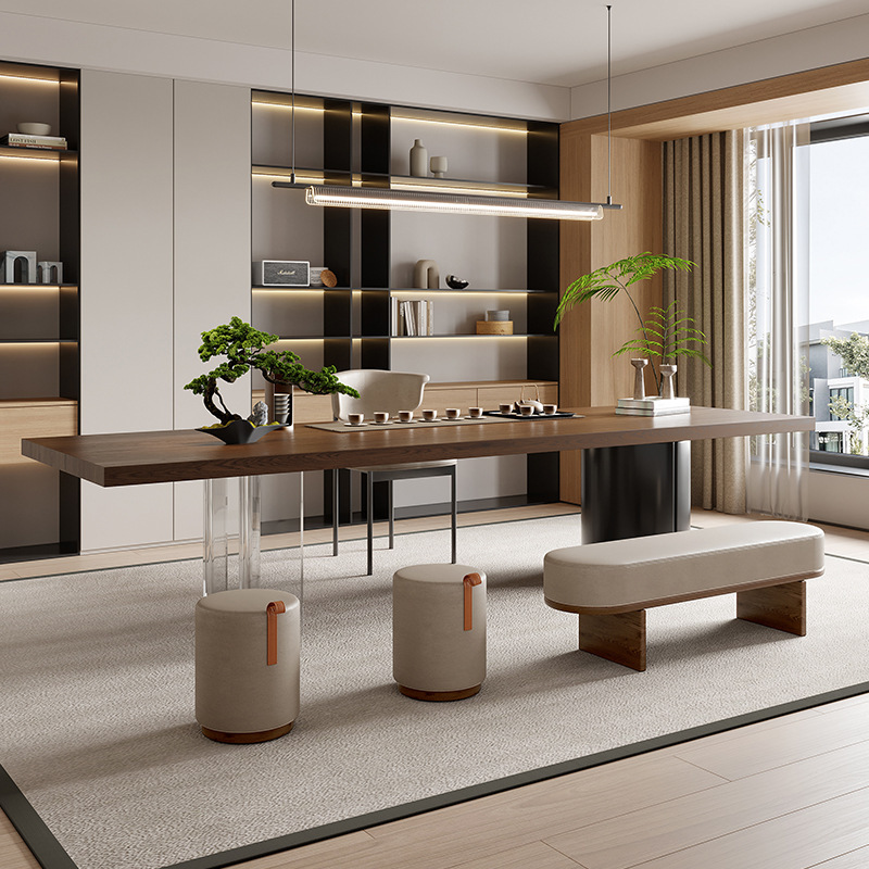 2.0m 티 테이블 + 바다 범인용 의자 + 푹신한 의자*2+ 1.2m 벤치