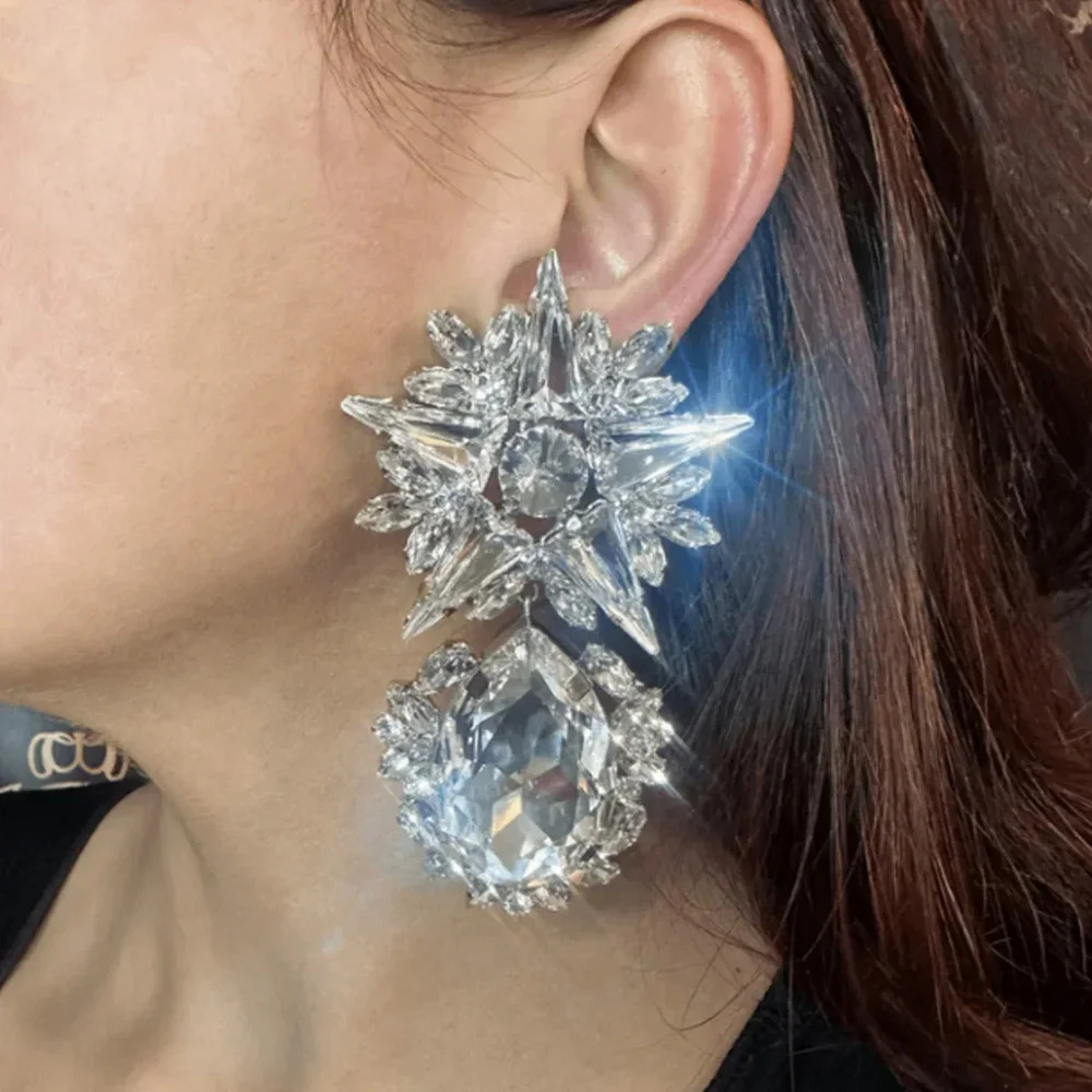 Aliexpress pentacos de moda pendientes de diamante accesorios de escenario pendientes de mujer