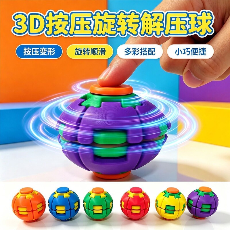 Cross-border hot-selling stress-relief spinner, retractable rotating ball, finger spinner ball, colorful press-and-rotate ball toy wholesale Cross-border hot-selling stress-relief spinner, retractable rotating ball, finger spinner ball, colorful press-and-rotate ball toy wholesale