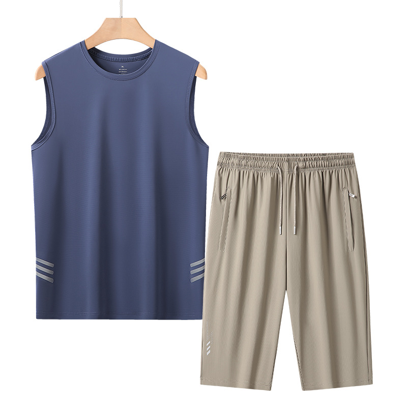 L - 8X verano chaleco de malla de hielo para hombre delgado camiseta de secado rápido para aumentar la camiseta deportiva pantalones cortos para hombres