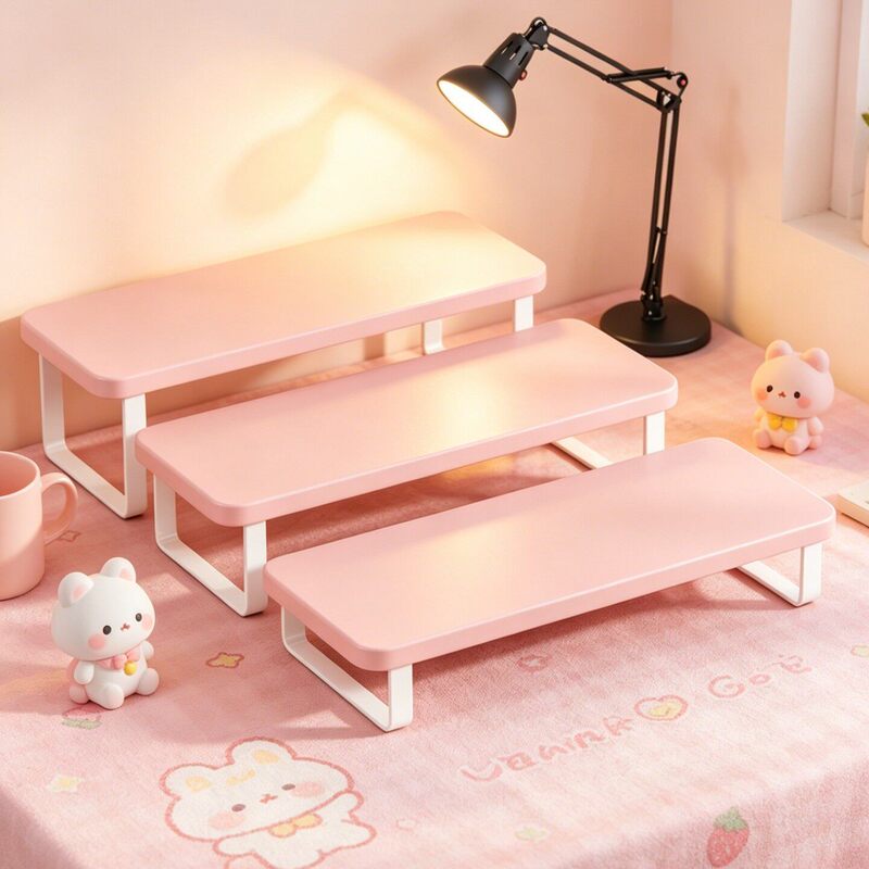 Desktop Computer Elevated Stand, Multifunctional Laptop Stand, Pink Display Screen Elevated Base, Girls' Dormitory Desk