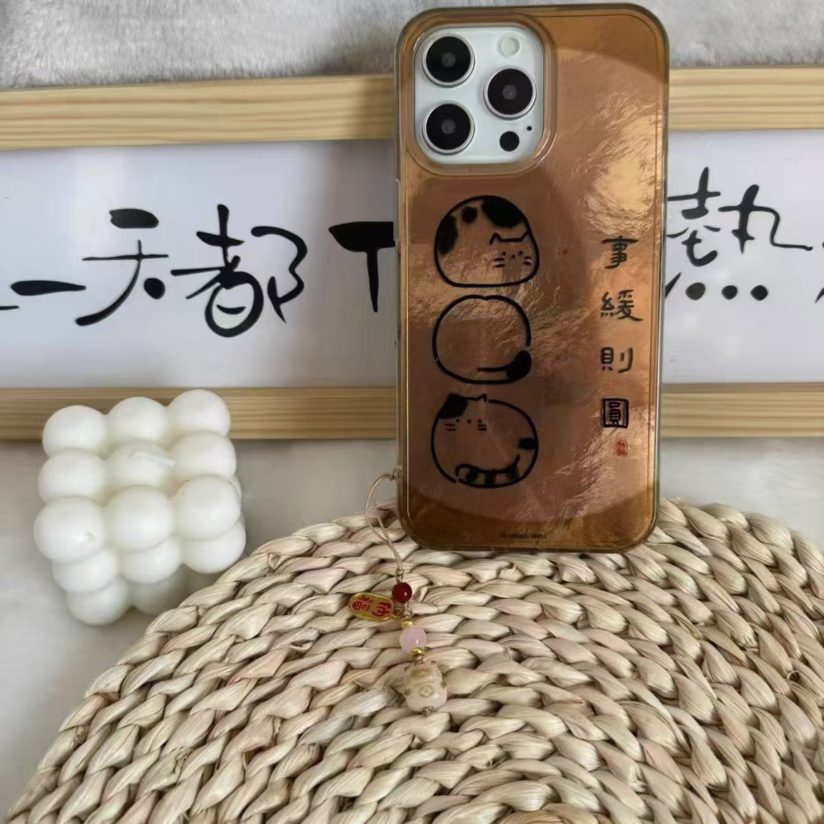 Lindo gato de bola de masa para iphone16promax colgante 14 funda para teléfono móvil 13 Apple 15 mujer nuevo 15PM