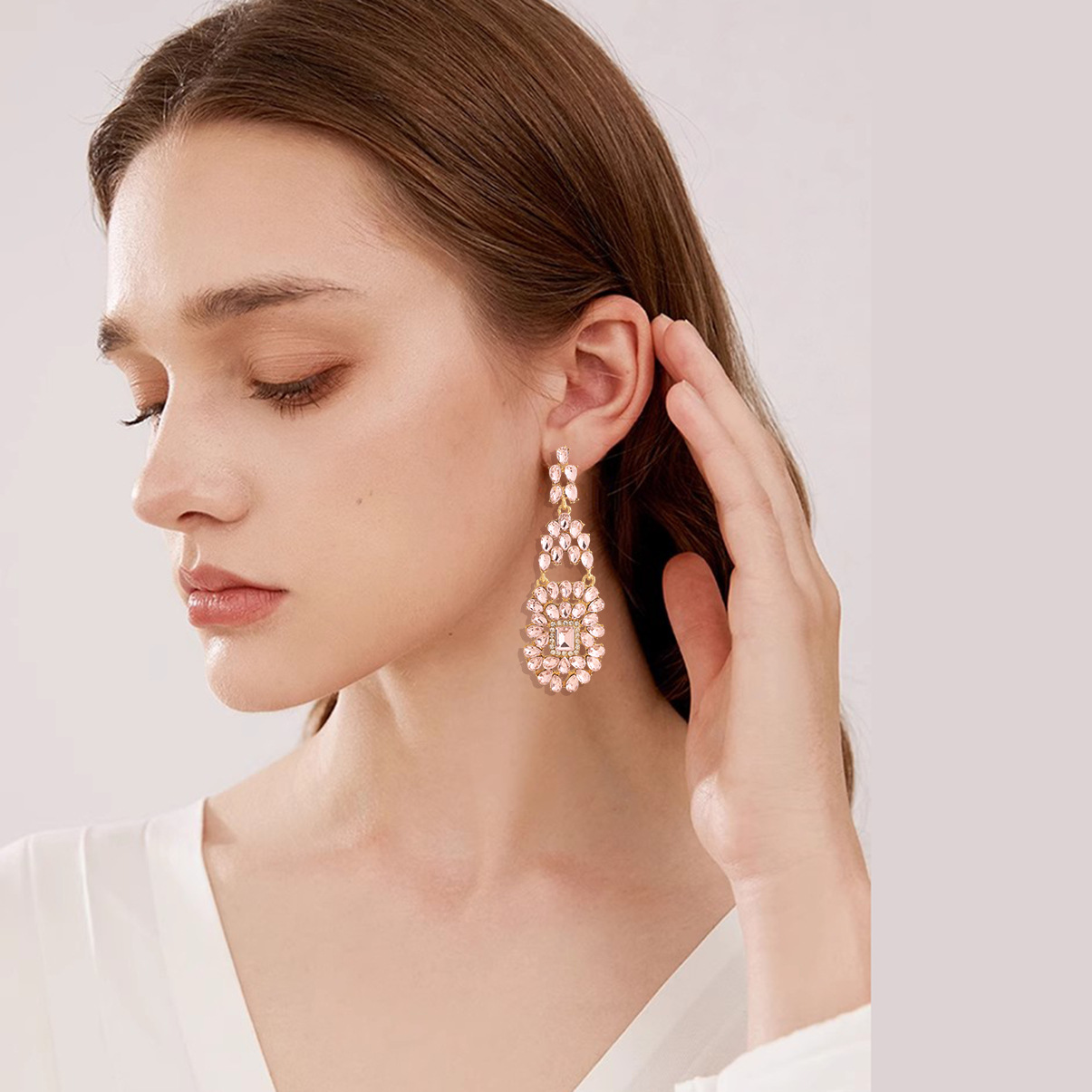 26g Weight Alloy Ear Needle Material Zircon Inlay Material Drop Earrings Classification 1 Pair Quantity Holiday, Daily Occasion Alloy Material Water Droplets Pattern Spring&Summer Season Women's Gender Inlay Design Vacation, Classic Style Style 1 Pair Vacation Classic Style Water Droplets Inlay Alloy Zircon Drop Earrings 3