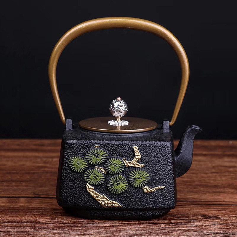 Dianggong Tang Dragon y Phoenix Opera Perla olla de hierro imitación japonesa del Sur antigua olla de hierro tetera sin recubrimiento juego de té de Kung Fu